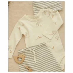 Hot Quincy Mae Pantalon Rayé Coton Bio | Vert céladon