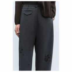 Discount Cordera Pantalon Tailoring Perles Laine Vierge | Gris