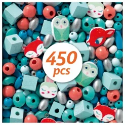 Djeco Perles en bois Petits animaux | Bleu Discount