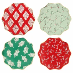 Enfant Meri Meri Décoration De Fête|Petites assiettes de Noël motifs Block Print - set de 8