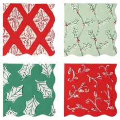 Enfant Meri Meri Petites serviettes Noël motifs Block Print - set de 16