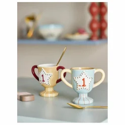 Bloomingville Mini Petites tasses en céramique Trophée - Set de 2 Bleu ciel Outlet