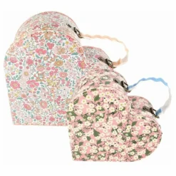 Hot Meri Meri Petites valises de rangement Cœurs - x Liberty Multicolore