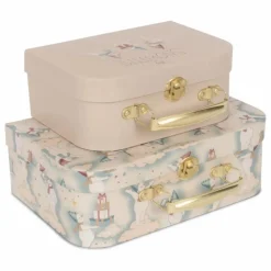 New Konges Sløjd Petites valises en carton Let it snow - Set de 2 | Beige