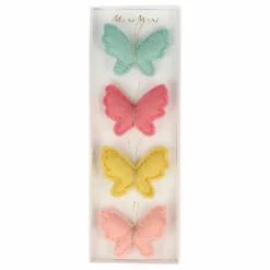 Best Meri Meri Pinces à cheveux Papillon en feutrine - Set de 4 Multicolore