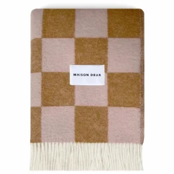 Discount Maison Deux Plaid en laine Damier | Terracotta