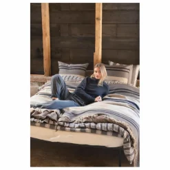 Libeco Linge De Lit|Plaid en lin Black House Stripe |