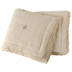 Gentil Coquelicot Plaid matelassé brodé fleurs en gaze de coton Naturel New