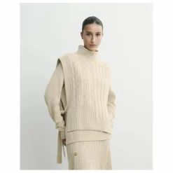 Outlet Bompard Plastron Long Ceinturé Torsades et Côtes Cachemire | Avoine