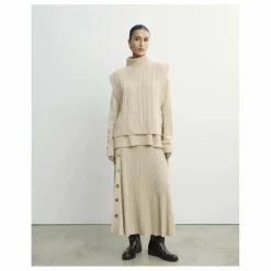 Outlet Bompard Plastron Long Ceinturé Torsades et Côtes Cachemire | Avoine