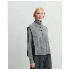 New Bompard Plastron Torsades Boutonné Cachemire | Gris