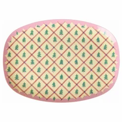 Rice Plat rectangle en mélamine Sapins | Crème Online