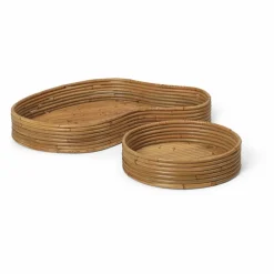 Ferm Living Art De La Table|Plateaux Isola en rotin - Set de 2