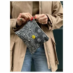 Call it by your name Pochette Zippée Matelassée Happy Face | Noir Sale