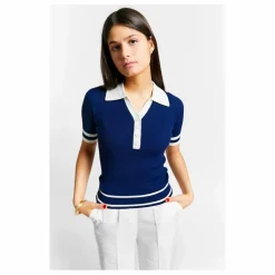 Best Indee Polo Bords Contrastés Maille Santorini | Bleu marine