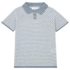 Enfant Aymara T-Shirts, Chemises|Blouses, T-Shirts|Polo Maille Fine Tobias Rayure Lin et Coton Bio |