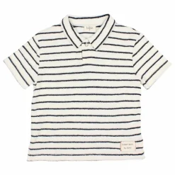 Búho Polo Terry Rayures Eponge Coton Bio | Bleu Discount