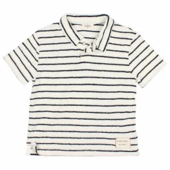 Búho Polo Terry Rayures Eponge Coton Bio | Bleu Discount