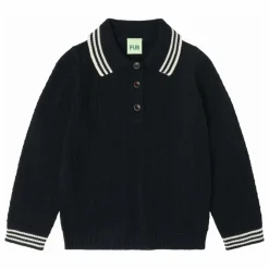 FUB Polo Zigzag Laine de Mérinos | Bleu marine Clearance