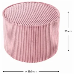 Wigiwama Pouf en velours côtelé | Rose Discount