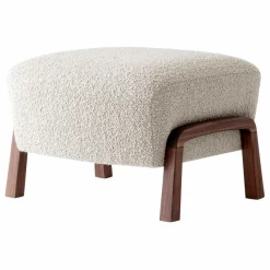 New & Tradition Pouf ottoman Wulff ATD3, piètement noyer | Ivoire
