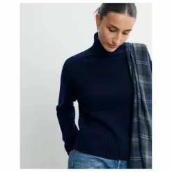 Femme Bompard Pull Col Montant Manches Marteau Cachemire |