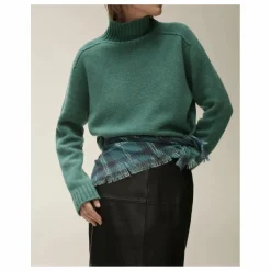 Outlet Bompard Pull Col Montant Manches Marteau Cachemire | Vert Cèdre