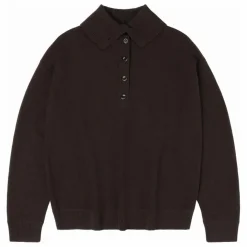 FUB Pull Col Polo Feutre Laine Mérinos - Collection Femme | Marron Online