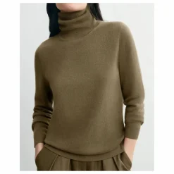 Femme Bompard Pull Col Roulé Classique Cachemire |