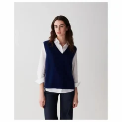 Bompard Pull Col V Sans Manches Ample Cachemire | Bleu marine New