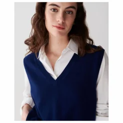 Bompard Pull Col V Sans Manches Ample Cachemire | Bleu marine New