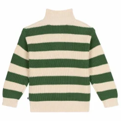 Petit Bateau Pull Col Zippé Rayé | Vert kaki