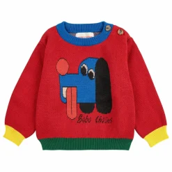 Bobo Choses Pull Colorblock Chien Coton Bio Bébé | Rouge Outlet