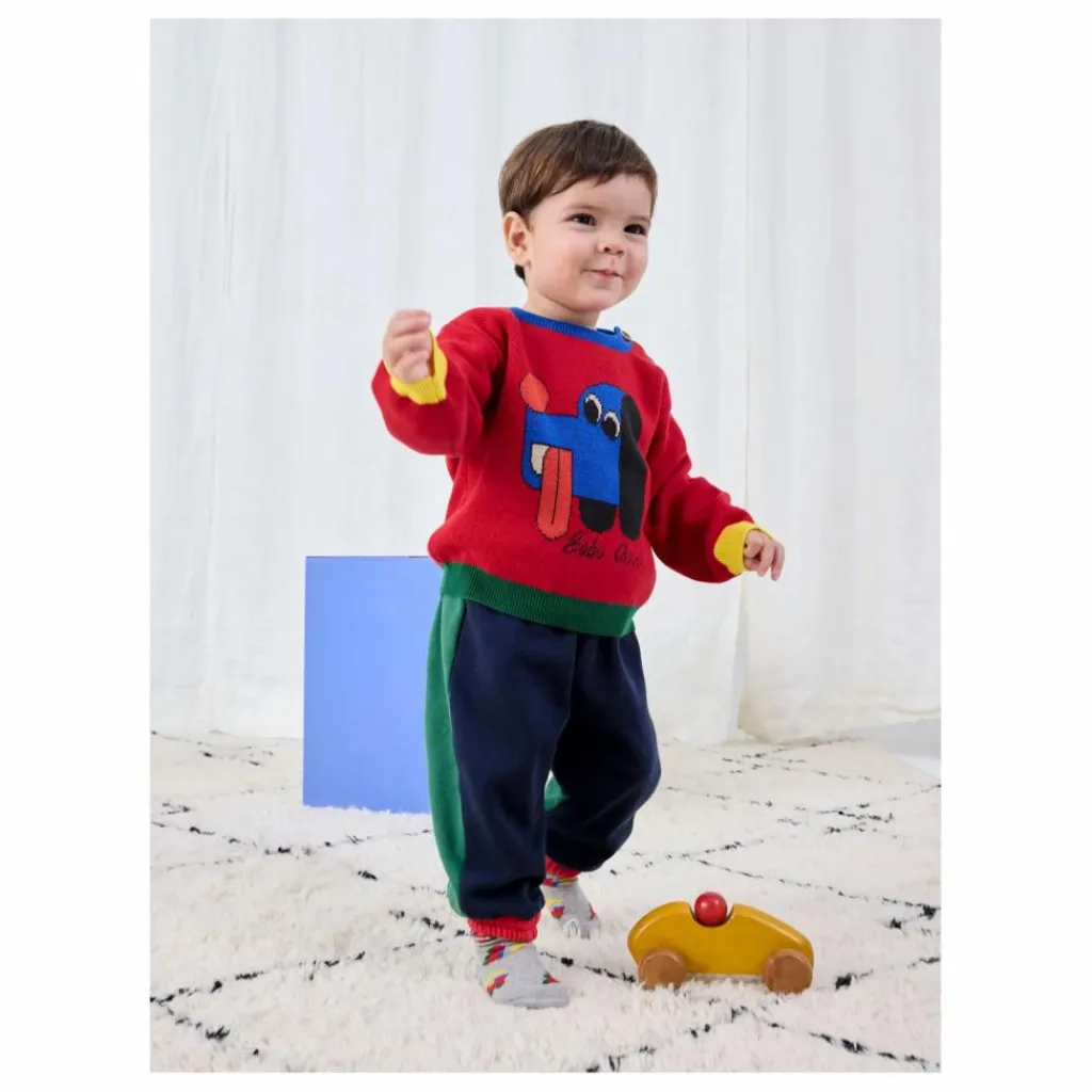 Bobo Choses Pull Colorblock Chien Coton Bio Bébé | Rouge Outlet
