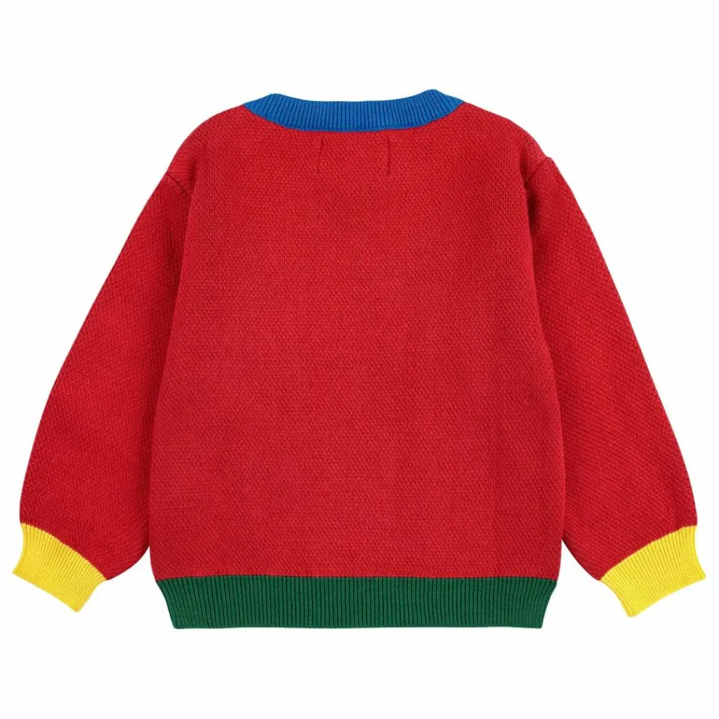 Bobo Choses Pull Colorblock Chien Coton Bio Bébé | Rouge Outlet