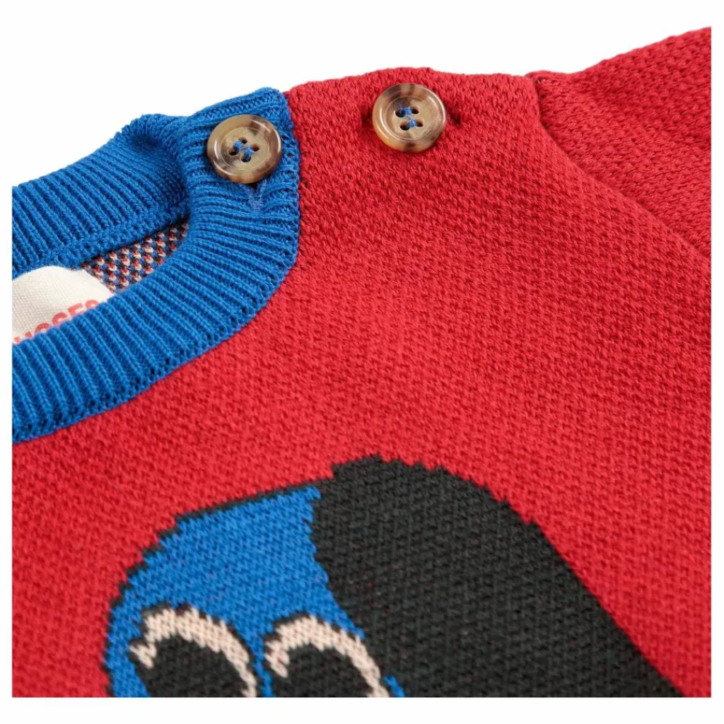 Bobo Choses Pull Colorblock Chien Coton Bio Bébé | Rouge Outlet