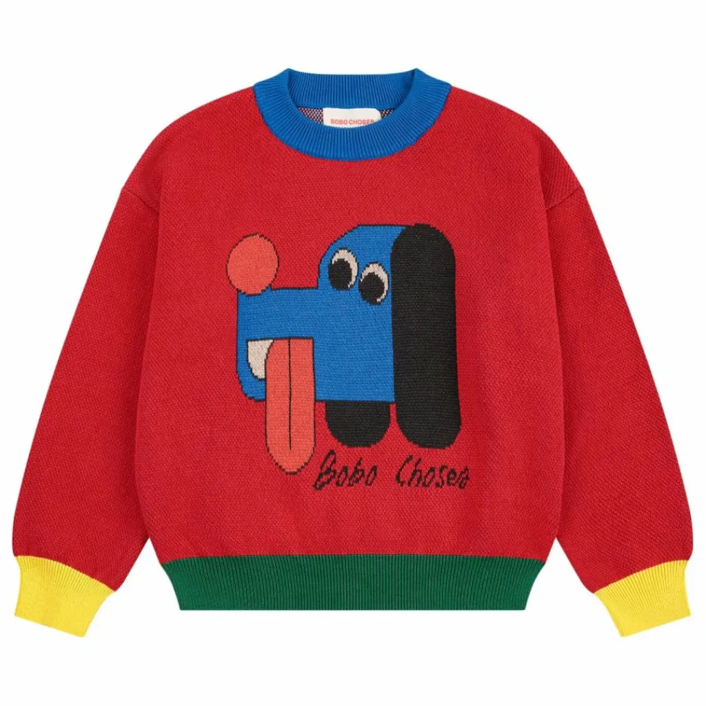 Bobo Choses Pull Colorblock Chien Coton Bio | Rouge New