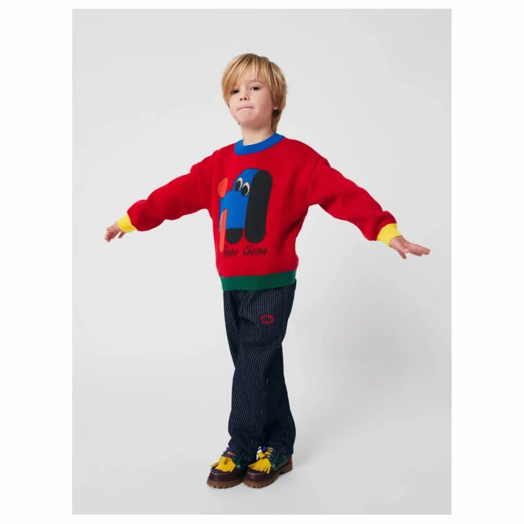 Bobo Choses Pull Colorblock Chien Coton Bio | Rouge New