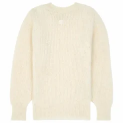 SMALLABLE BASICS Pull Fille Col Rond à Manches Ballon Alpaga | Blanc cassé New