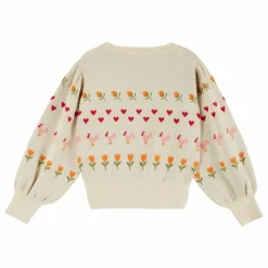 Emile et Ida Pull Fleurs Coton Bio | Ecru Hot