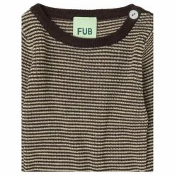 FUB Pull Maille Fine Rayé Laine de Mérinos | Marron Outlet
