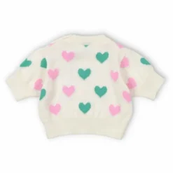 Clearance the new society Pull Manches Courtes Cœurs Oia Baby Coton Bio | Beige