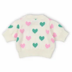 the new society Pull Manches Courtes Cœurs Oia Coton Bio | Ecru Online