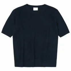 FUB Pull Manches Courtes Pointelle Laine Mérinos - Collection Femme | Bleu marine Best