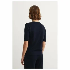 FUB Pull Manches Courtes Pointelle Laine Mérinos - Collection Femme | Bleu marine Best