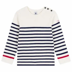 Petit Bateau Pull Marinière Contrastée Laine | Ecru Outlet