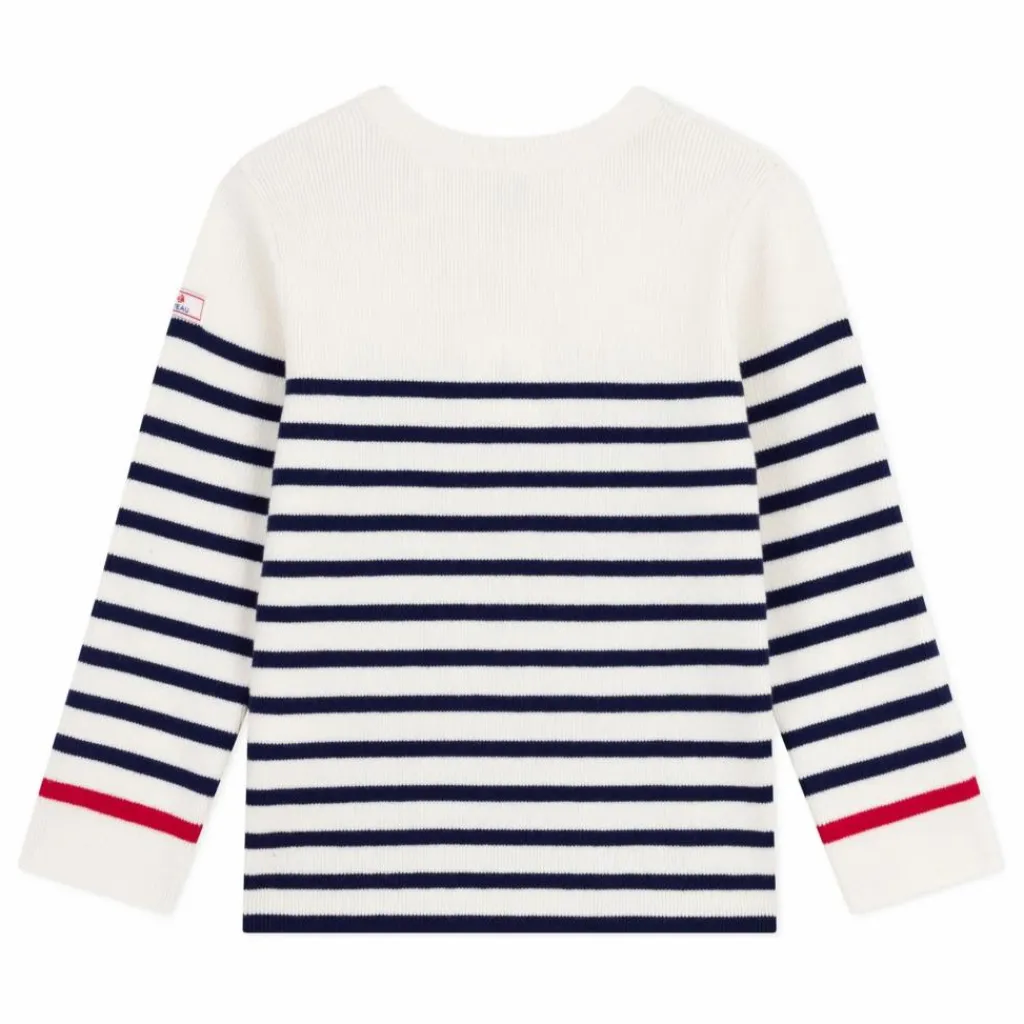 Petit Bateau Pull Marinière Contrastée Laine | Ecru Outlet