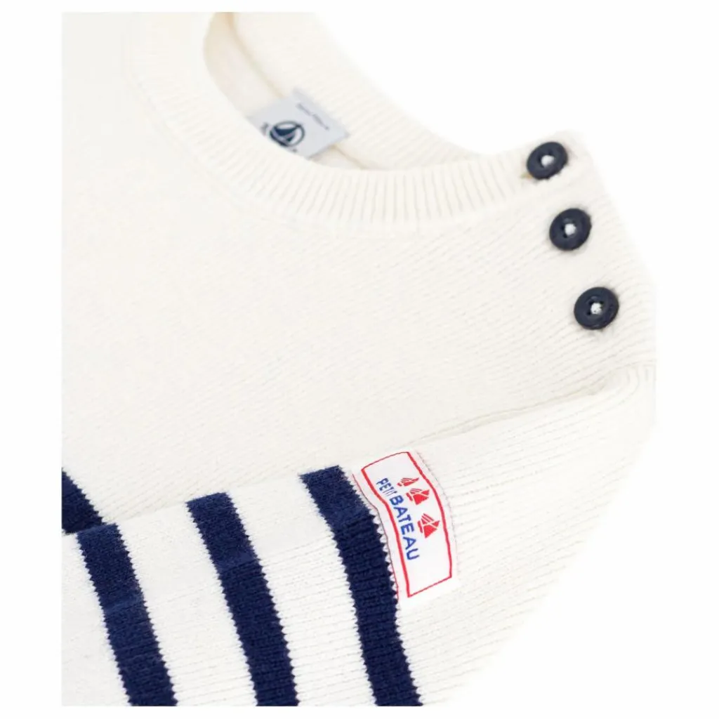 Petit Bateau Pull Marinière Contrastée Laine | Ecru Outlet
