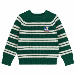 Online Petit Bateau Pull Rayé Logo Laine | Vert sapin