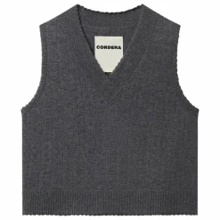 Cordera Pull Sans Manches Col V Pointelle Laine Mérinos | Gris
